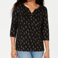 Karen Scott Women's Giraffe Print Henley Black Size Petite X-Large