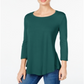 JM Collection Women's Three Quarter Sleeve Top Sequoia Size Petite L