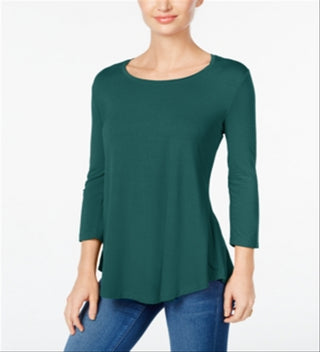 JM Collection Women's Three Quarter Sleeve Top Sequoia Size Petite L