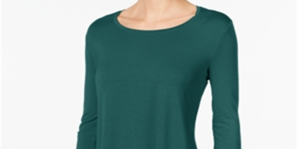 JM Collection Women's Three Quarter Sleeve Top Sequoia Size Petite L