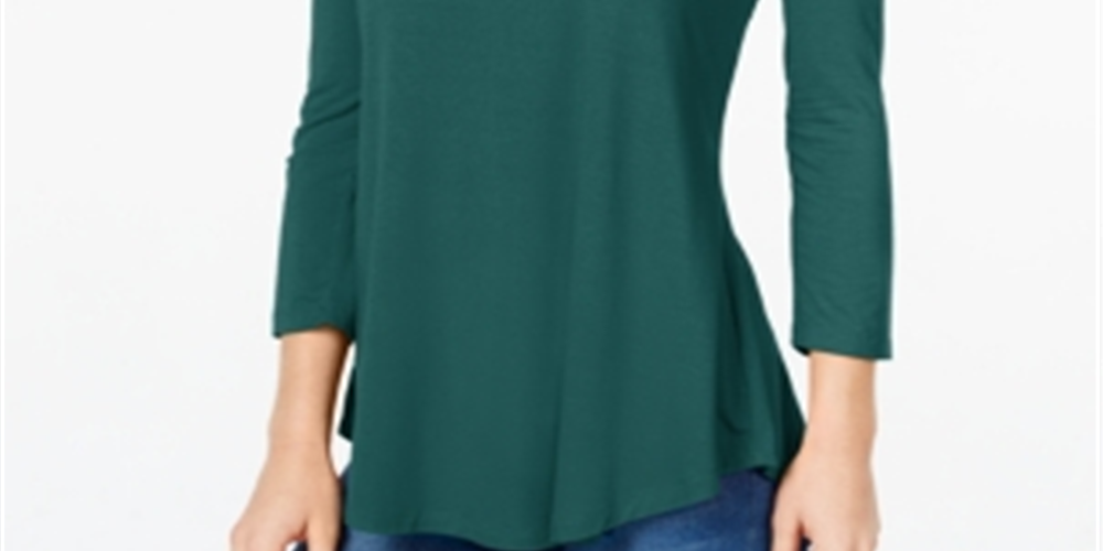 JM Collection Women's Three Quarter Sleeve Top Sequoia Size Petite L