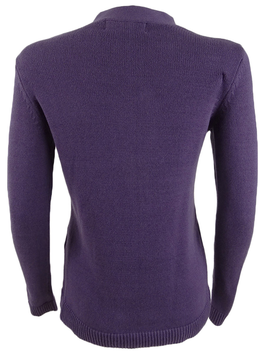 Karen Scott Women's Cotton Toggle Henley Sweater Purple Size Petite Small
