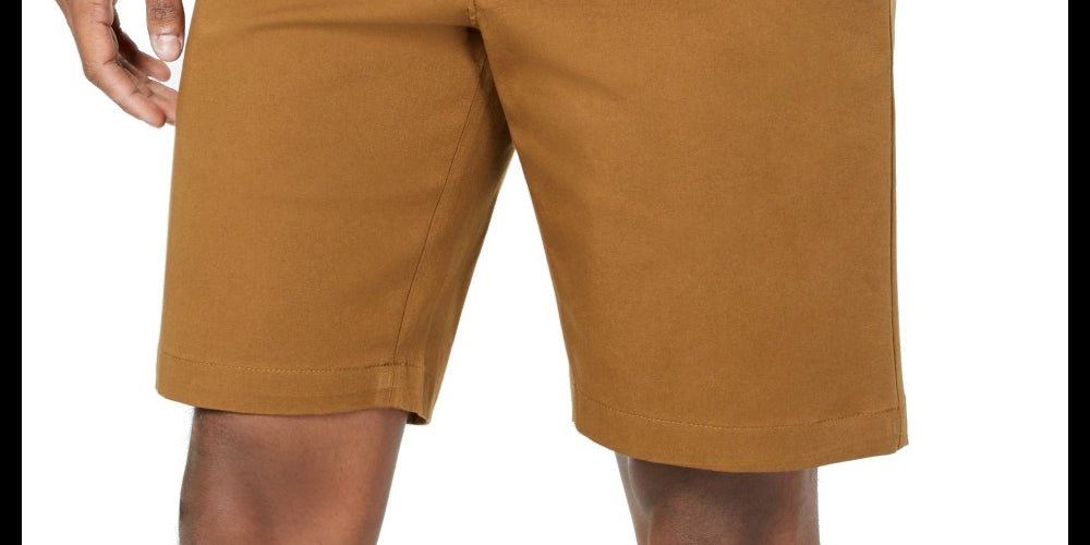 Club Room Men's Flat Front Performance Chinos Shorts Brown Size 38