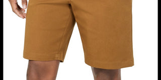 Club Room Men's Flat Front Performance Chinos Shorts Brown Size 38