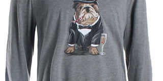 Club Room Men's Bulldog Tuxedo Graphic Crewneck T-Shirt Gray Size Large