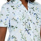 Karen Scott Women's Cotton Floral Print Shirt  Blue Size Medium