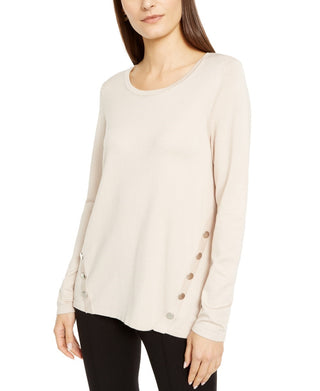 Alfani Women's Hardware SeaPullover Sweater Beige Size Petite Small