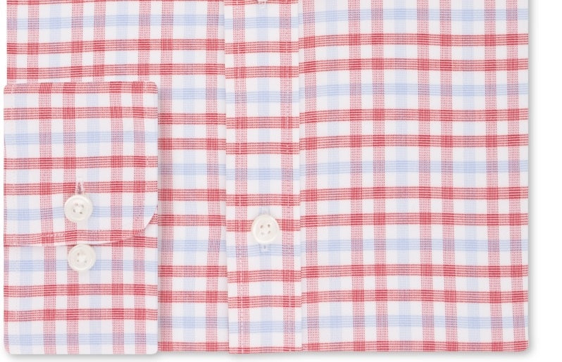 Tommy Hilfiger Men's Fitted Performance Stretch Blue Check Dress Shirt Red Size 15.5X32X33