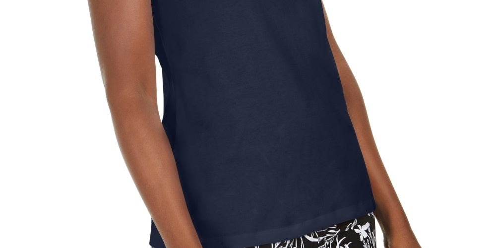 Karen Scott Women's Embellished Keyhole Tank Blue Size Large