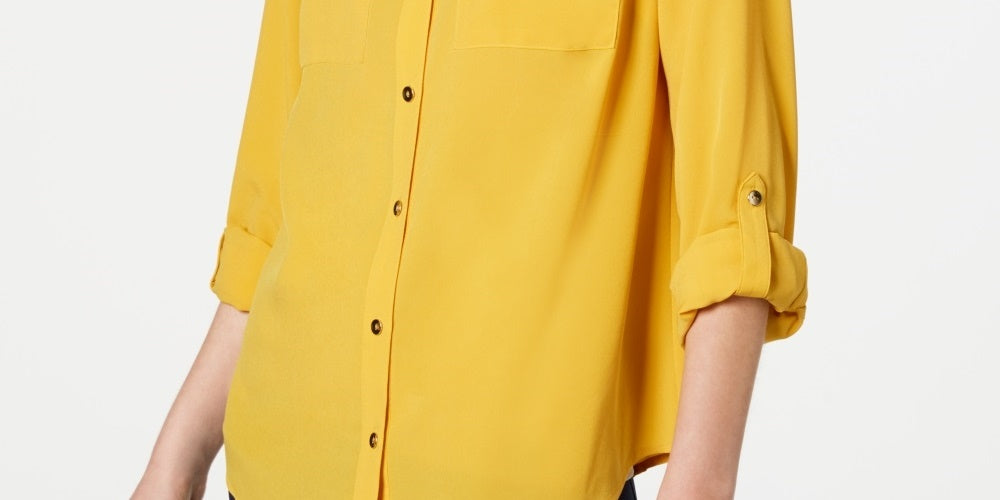 Charter Club Women's Two Pocket Shirt Gold Size X-Large