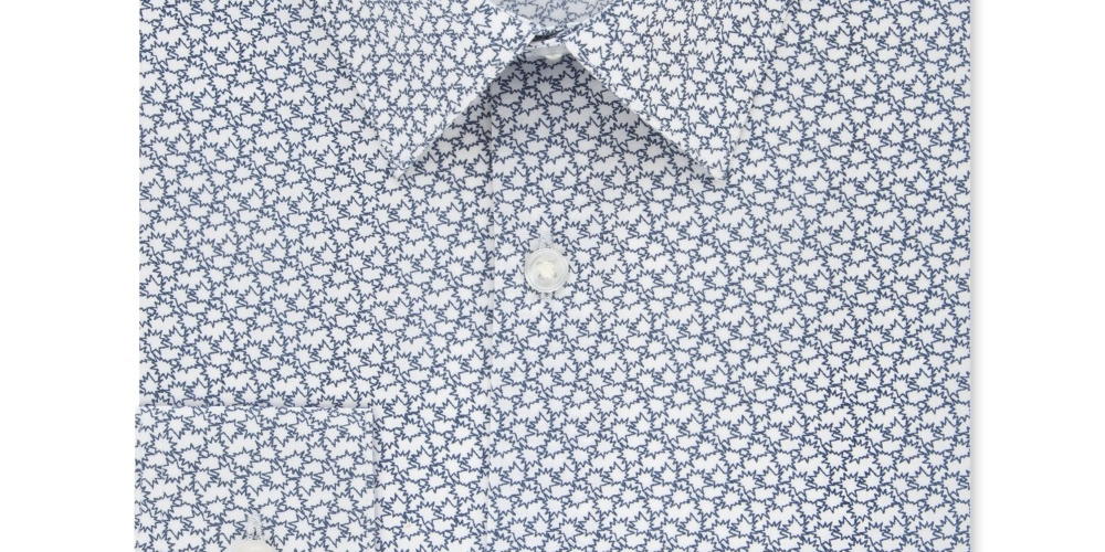Calvin Klein Men's Extra Slim Fit Temperature Regulating Stretch Print Dress Shirt Blue Size 12X32X33