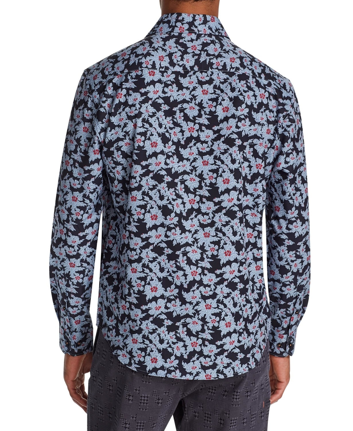 Tallia Men's Slim Fit Performance Stretch Floral Long Sleeve Shirt Black Size XX-Large