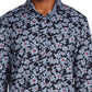 Tallia Men's Slim Fit Performance Stretch Floral Long Sleeve Shirt Black Size XX-Large