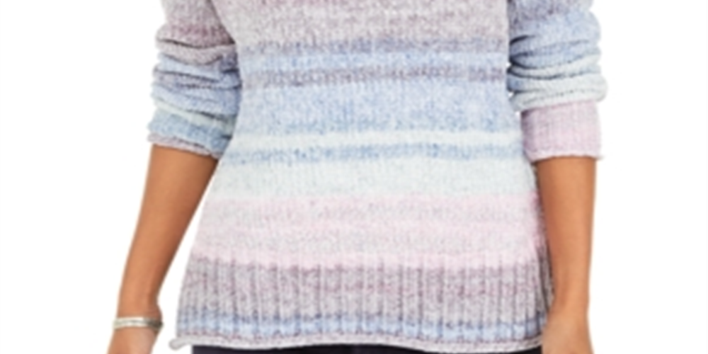 Style & Co Women's Crewneck Chenille Sweater Multi Space Dye Size PP