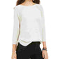 Style & Co Women's Lace Up Chevron Trim Sweater Beige Size X-Large