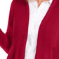 JM Collection Women's Ribbed Handkerchief Hem Cardigan Red Size Small