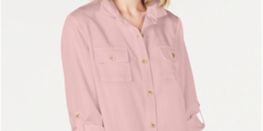 Charter Club Women's Button Up Tunic Pink Size Petite XL