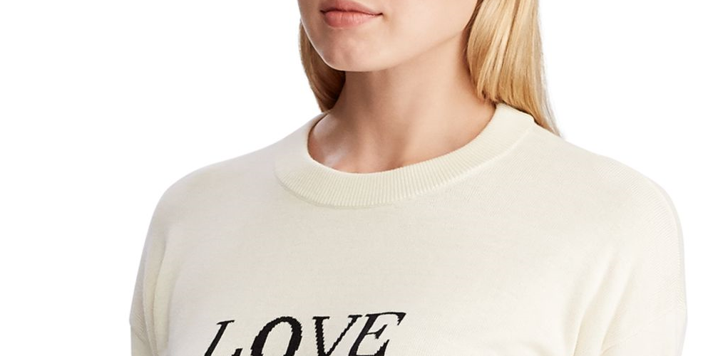 Ralph Lauren Women's Logo Graphic Long Sleeve Crew Neck Sweater White Size Large