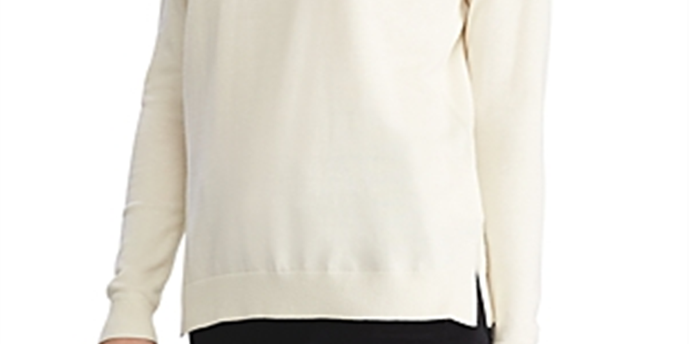 Ralph Lauren Women's Logo Graphic Long Sleeve Crew Neck Sweater White Size Large