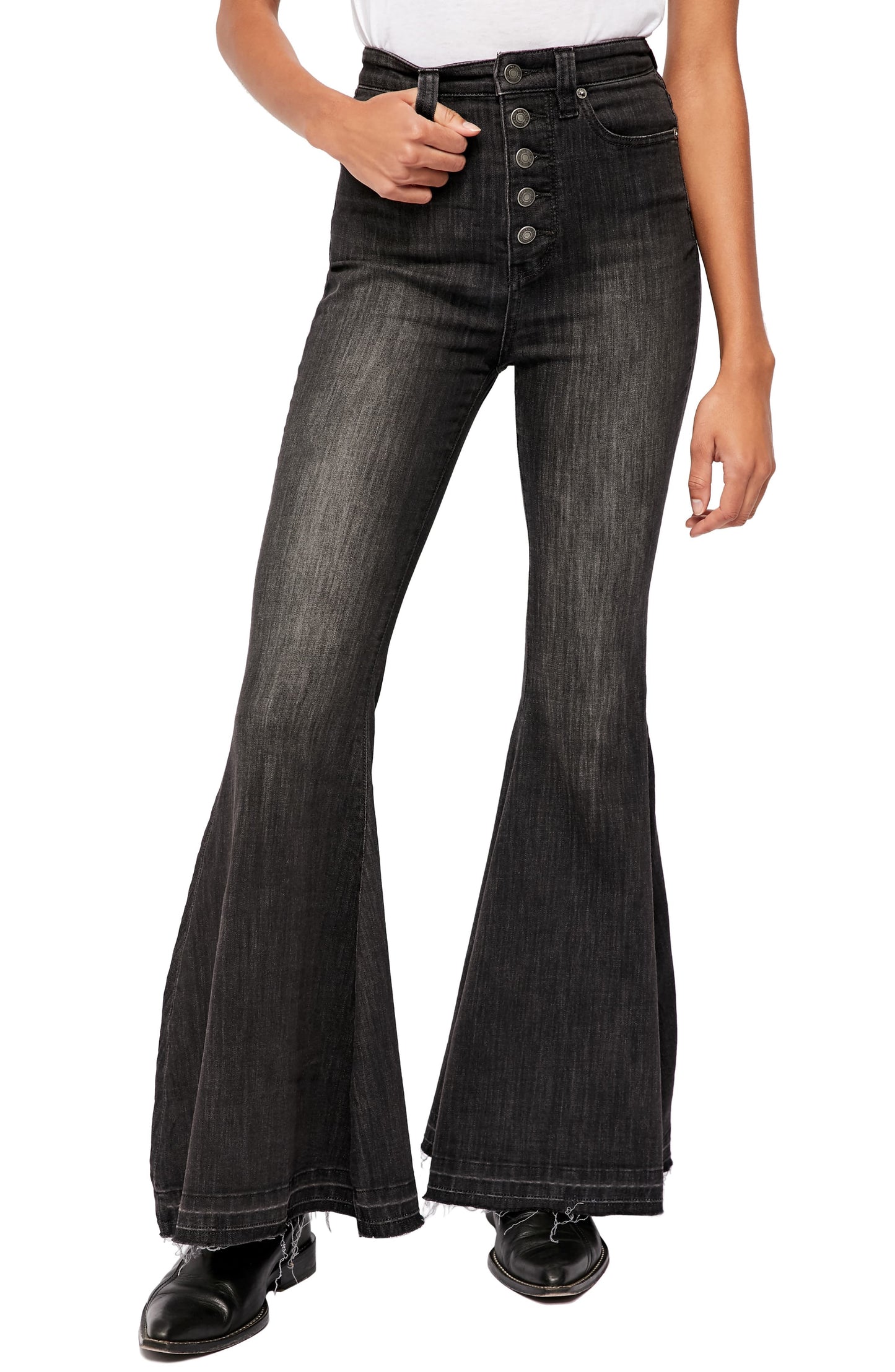 Free People Women's Irreplaceable High Waist Flare Jeans Black Size 31