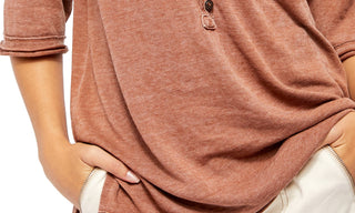 Free People Women's Morgan Henley Shirt Brown Size Small