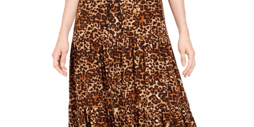 Style & Co Women's Animal Print Skirt Brown Size X-Large