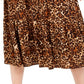 Style & Co Women's Animal Print Skirt Brown Size X-Large