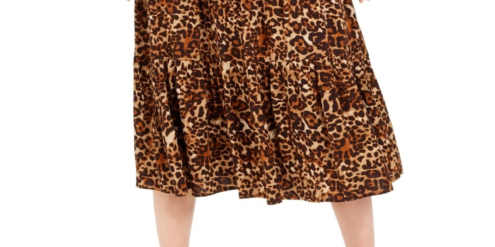Style & Co Women's Animal Print Skirt Brown Size X-Large