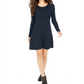 Style & Co Women's Ribbed Sweater Dress Navy Size Petite S