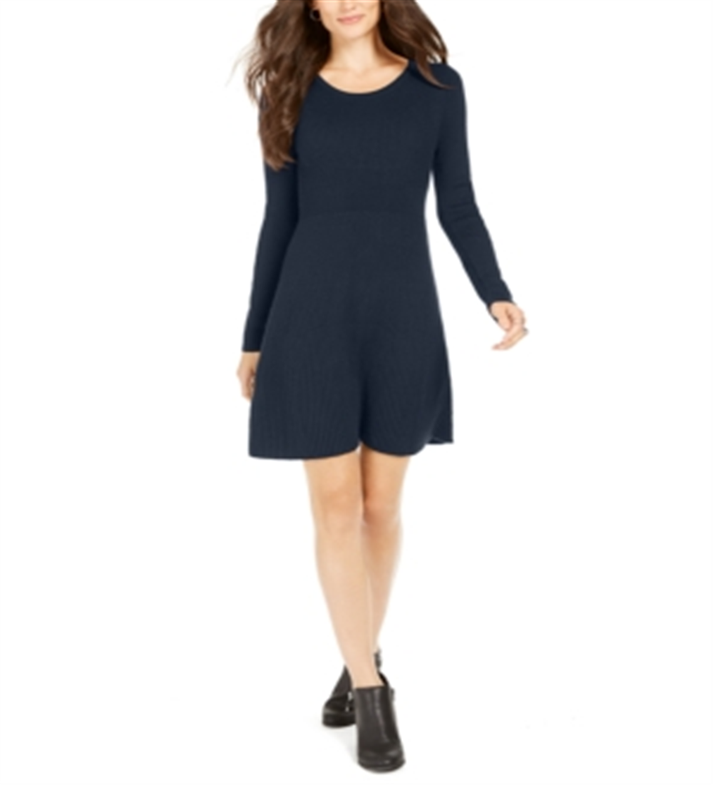 Style & Co Women's Ribbed Sweater Dress Navy Size Petite S