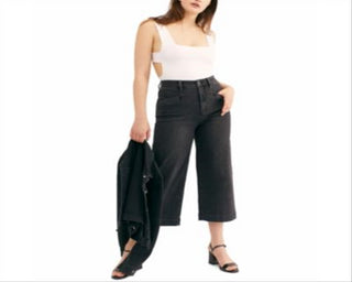 Free People Women's Lace up Cropped Jeans Black Size 31