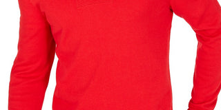 Alfani Men's Sweater 1/2 Zip Ribbed Trim Pullover Red Size Small