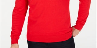 Alfani Men's Sweater 1/2 Zip Ribbed Trim Pullover Red Size Small