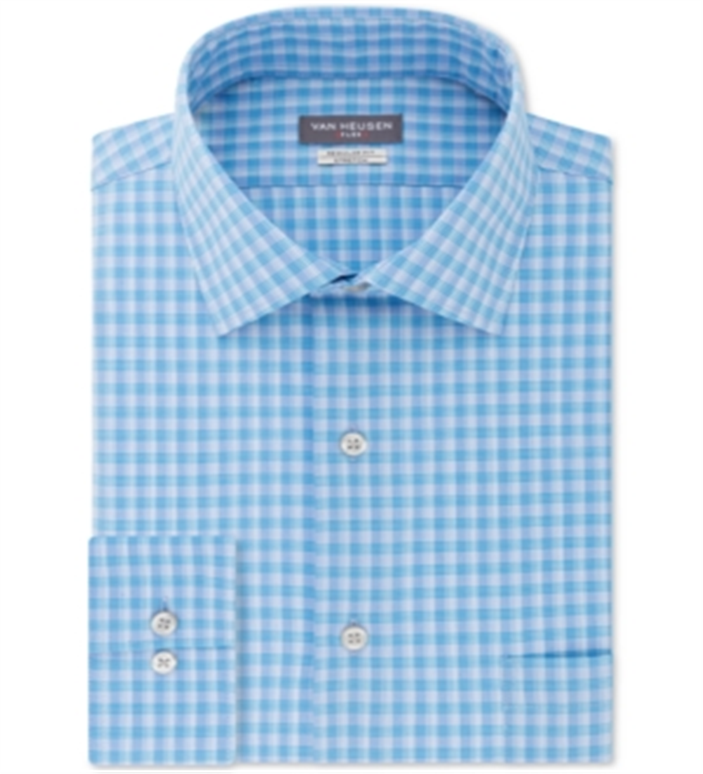 Van Heusen Men's Regular Fit Performance Dress Shirt Blue Size 16