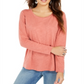 Style & Co Women's Long Sleeve Crewneck Top Orange Size X-Small