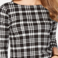 Charter Club Women's Pima Cotton Button Shoulder Print Top Black-White Size Petite XL