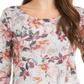 Style & Co Women's Floral Print Top  Gray Floral  Size S