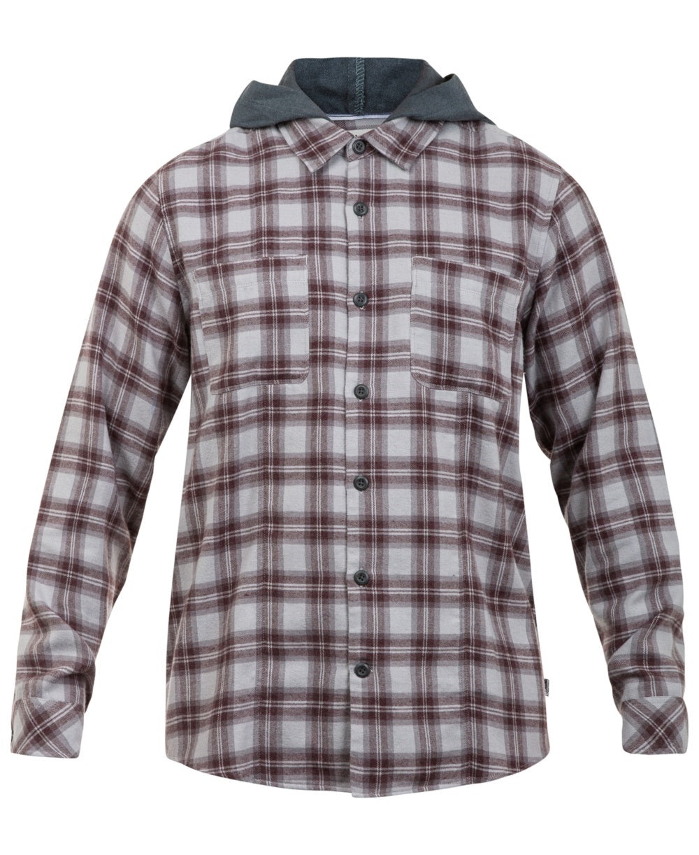 Hurley Men's Crowley Washed Hooded Long Sleeve Shirt Gray Size XX-Large