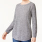 Karen Scott Women's Heather Long Sleeve Jewel Neck T-Shirt Top Gray Size Petite Small