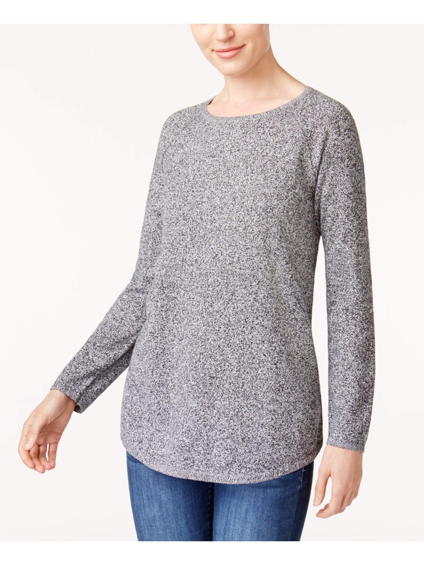 Karen Scott Women's Heather Long Sleeve Jewel Neck T-Shirt Top Gray Size Petite Small