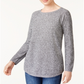 Karen Scott Women's Heather Long Sleeve Jewel Neck T-Shirt Top Gray Size Petite Small