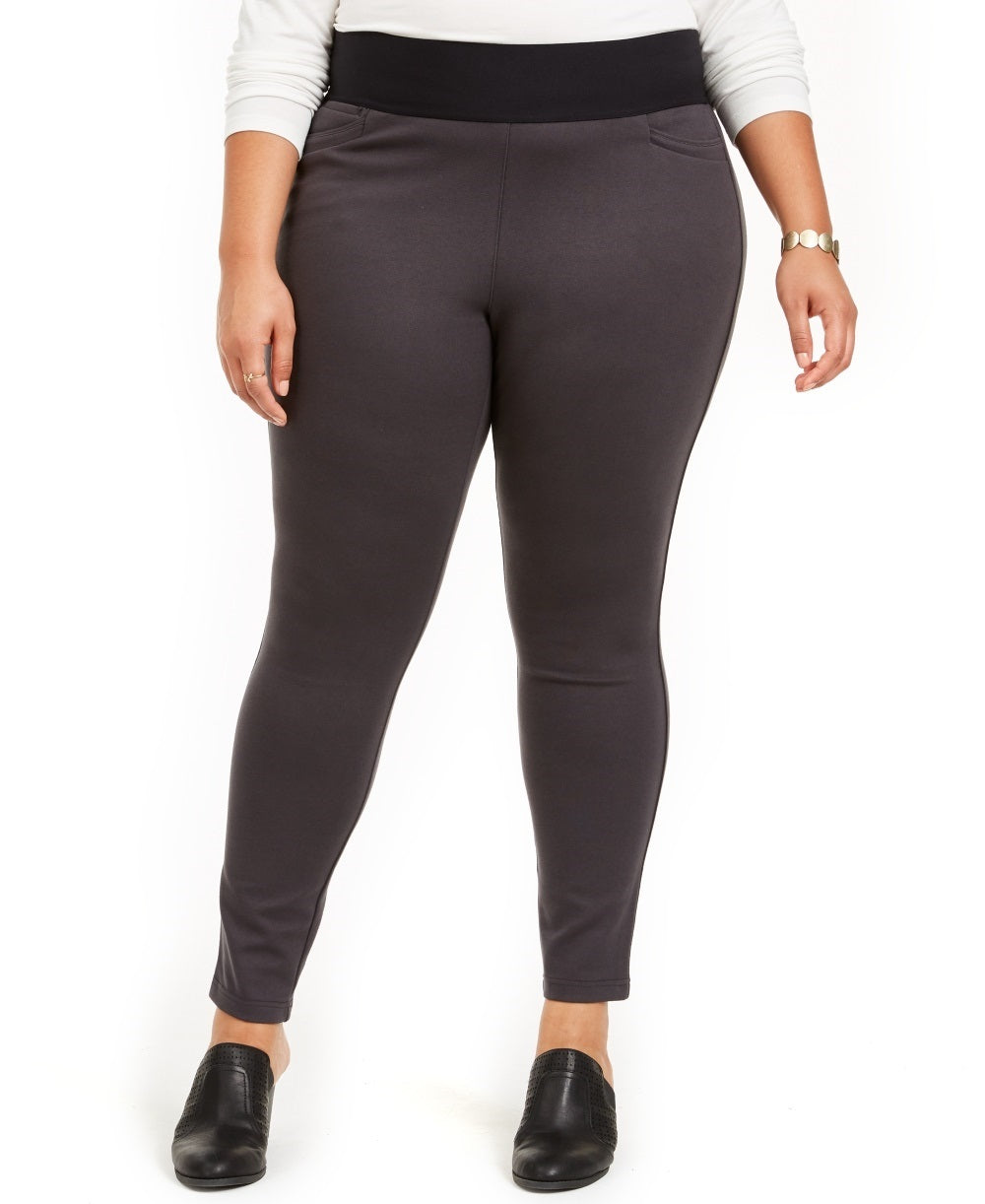 Style & Co Women's Wide Waistband Ponte Knit Leggings Gray Size 24W
