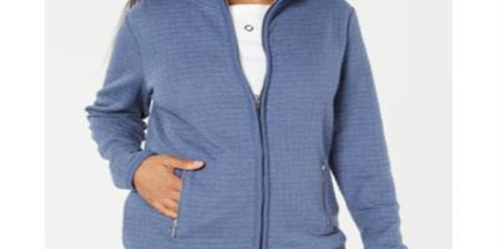Karen Scott Women's Zip Front Sweater Gray Size Petite Small