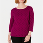 Karen Scott Women's Printed 3/4 Sleeve Sweater Autum Berry Size Petite XL