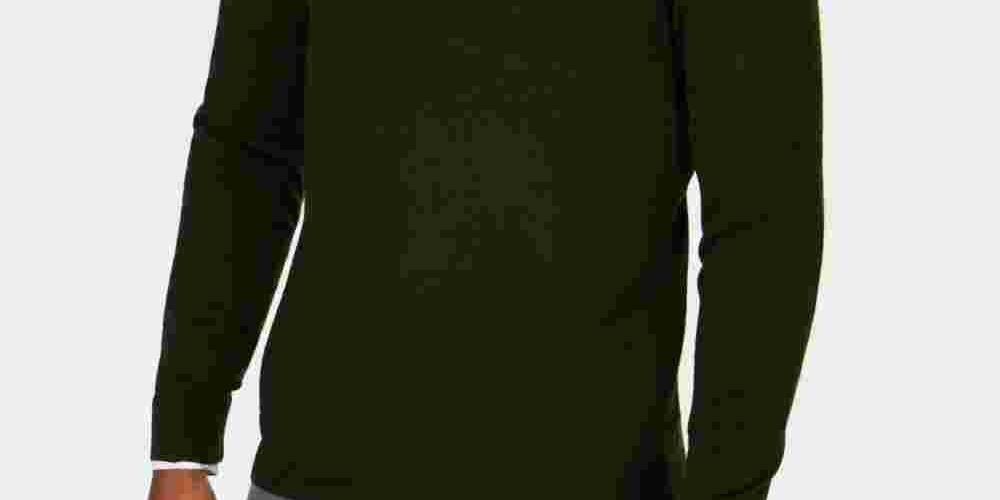 Club Room Men's Long Sleeve Turtle Neck Quarter Zip Sweater Green Size Small