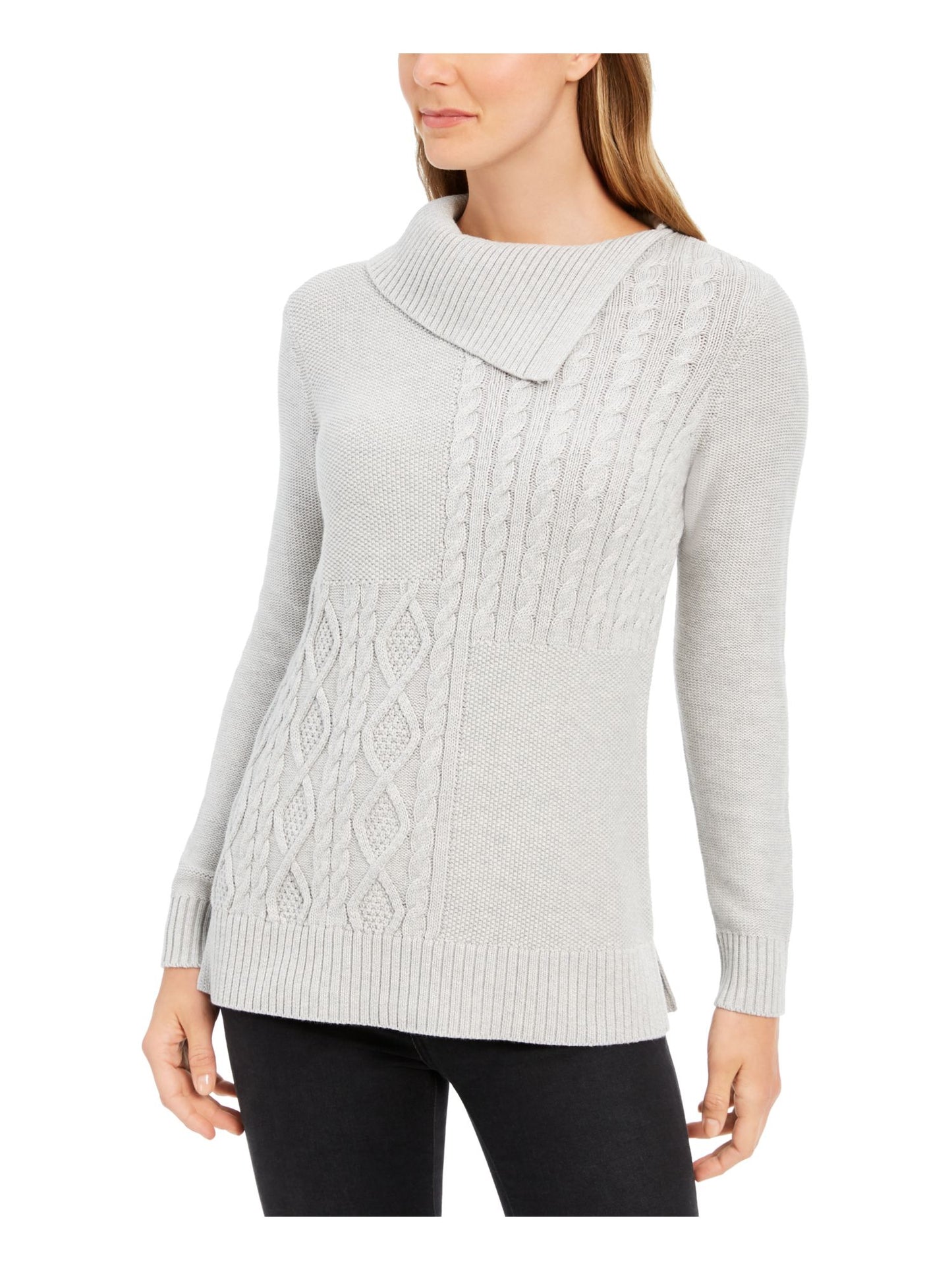 Charter Club Women's Long Sleeve Crew Neck Sweater Gray Size Petite Large
