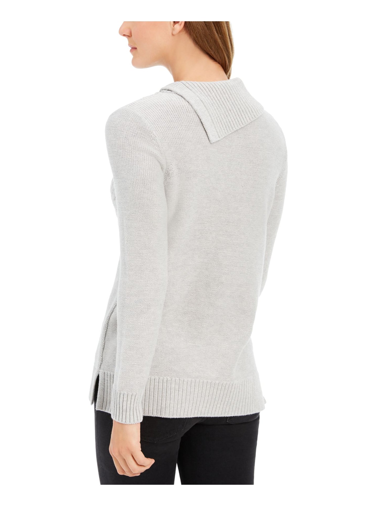 Charter Club Women's Long Sleeve Crew Neck Sweater Gray Size Petite Large