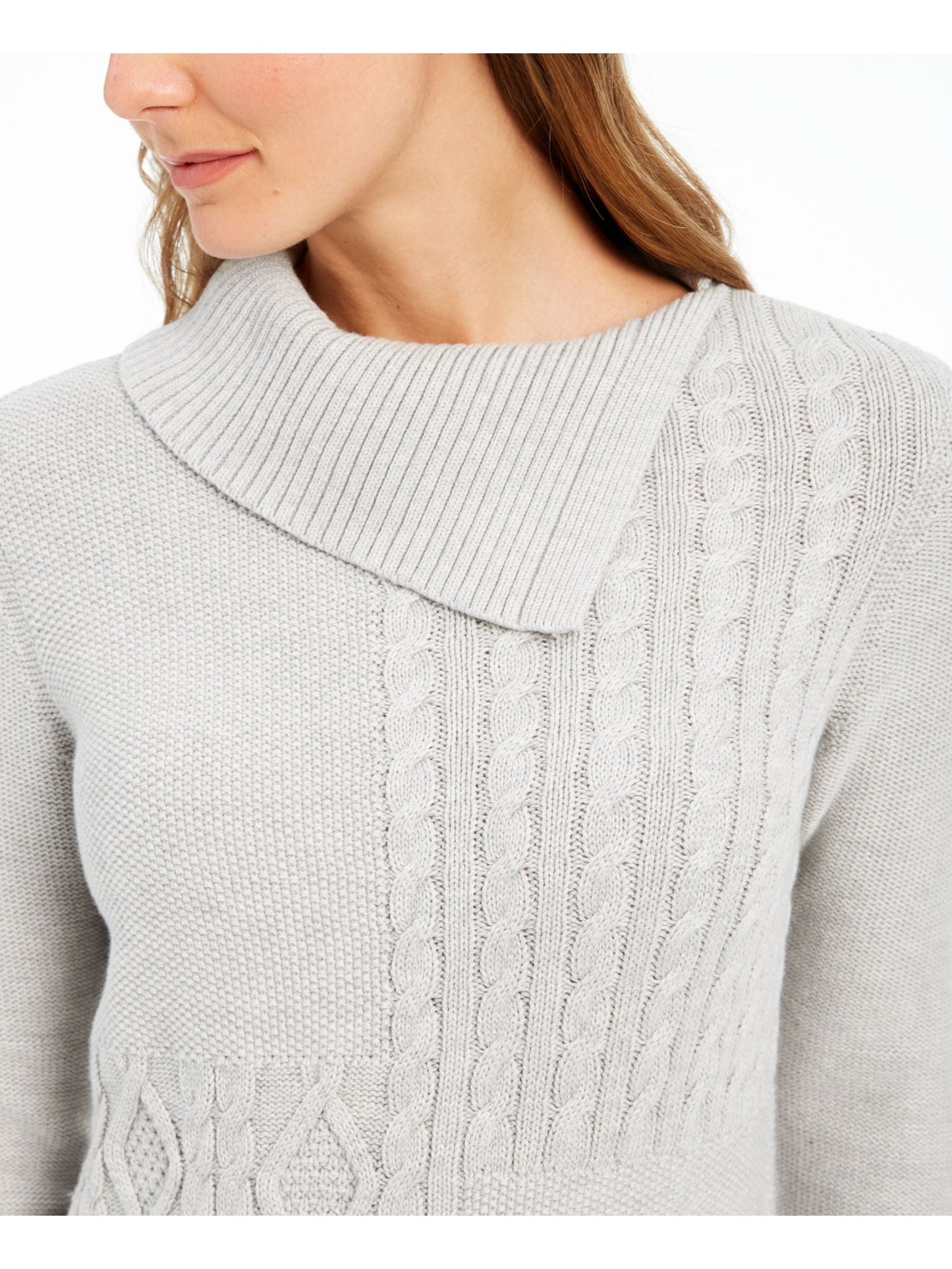 Charter Club Women's Long Sleeve Crew Neck Sweater Gray Size Petite Large