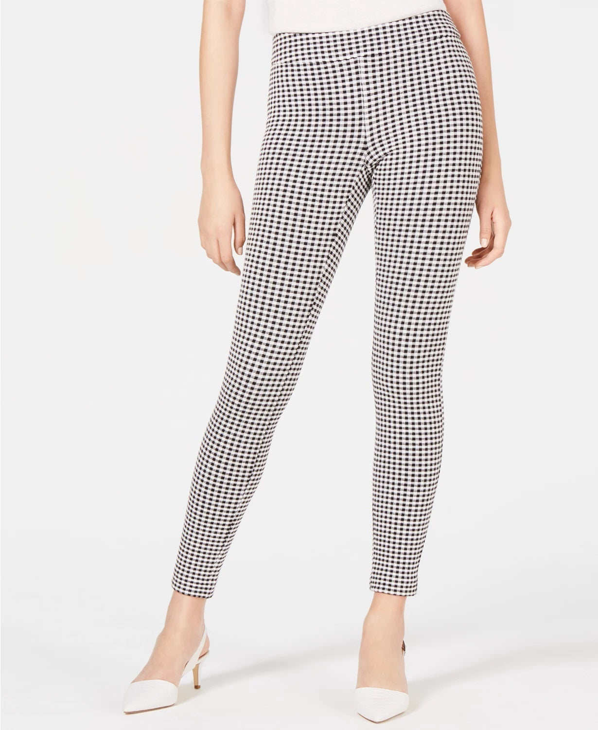 Maison Jules Women's Gingham Pull On Pants Black Size X-Small