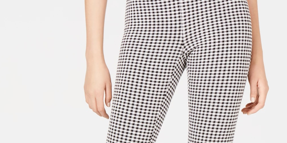 Maison Jules Women's Gingham Pull On Pants Black Size X-Small